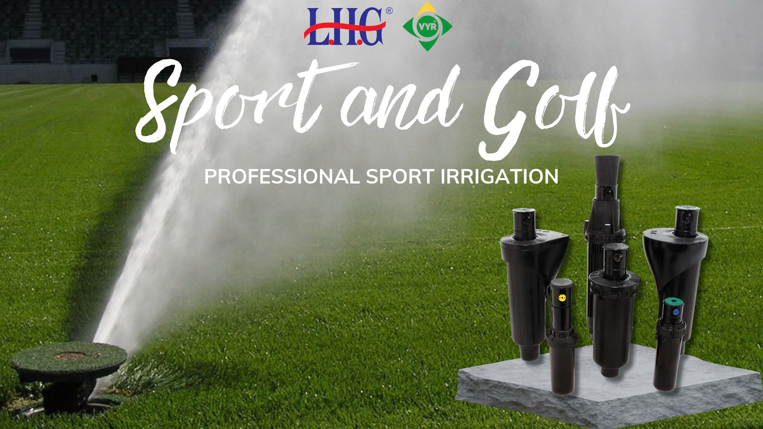 Thiết bị tưới tự động sân Golf, sân thể thao, sân vận động chính hãng VYR